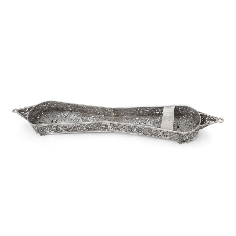 Shoham Yemenite Art Handcrafted Long Sterling Silver Mezuzah Case with